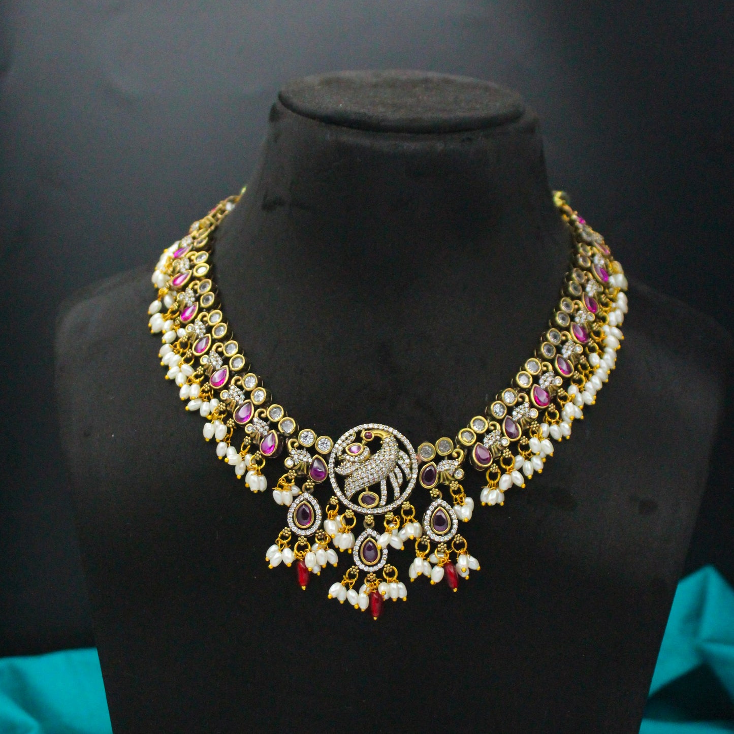 Victorian peacock short necklace