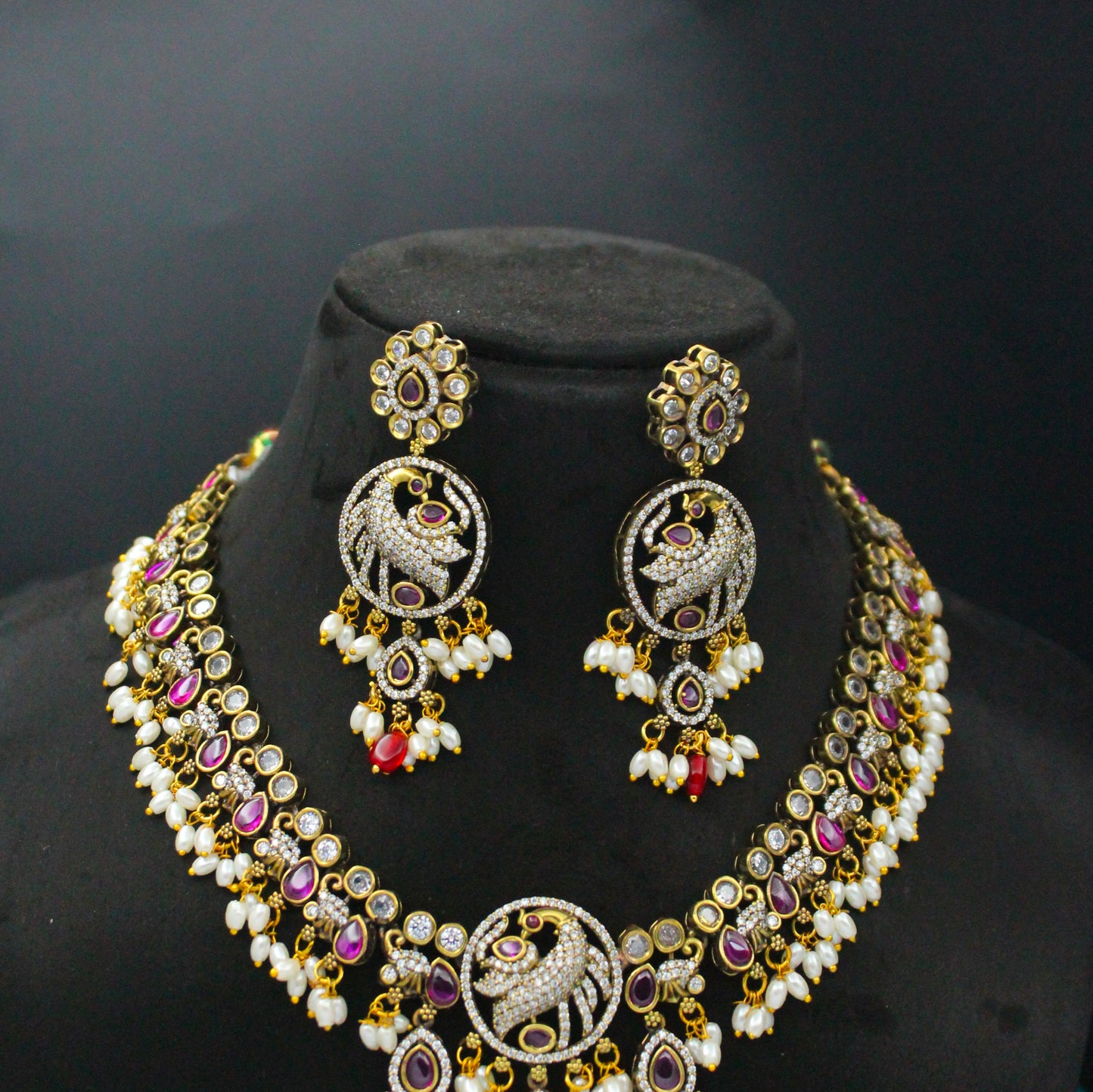 Victorian peacock short necklace