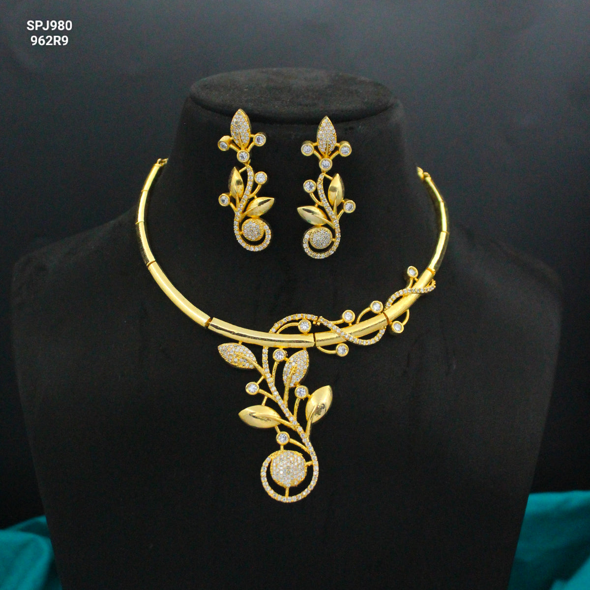 Gold Polish AD Stone Necklace Set SP-1367