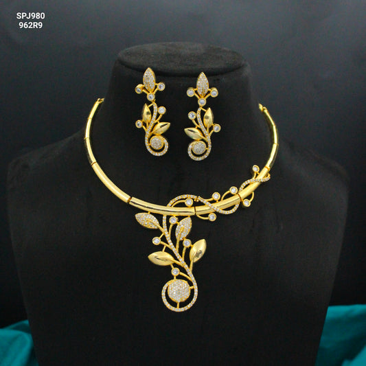 Gold Polish AD Stone Necklace Set SP-1367