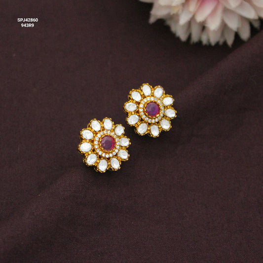 Elegant Moissanite Red Studs Screw Back 42860