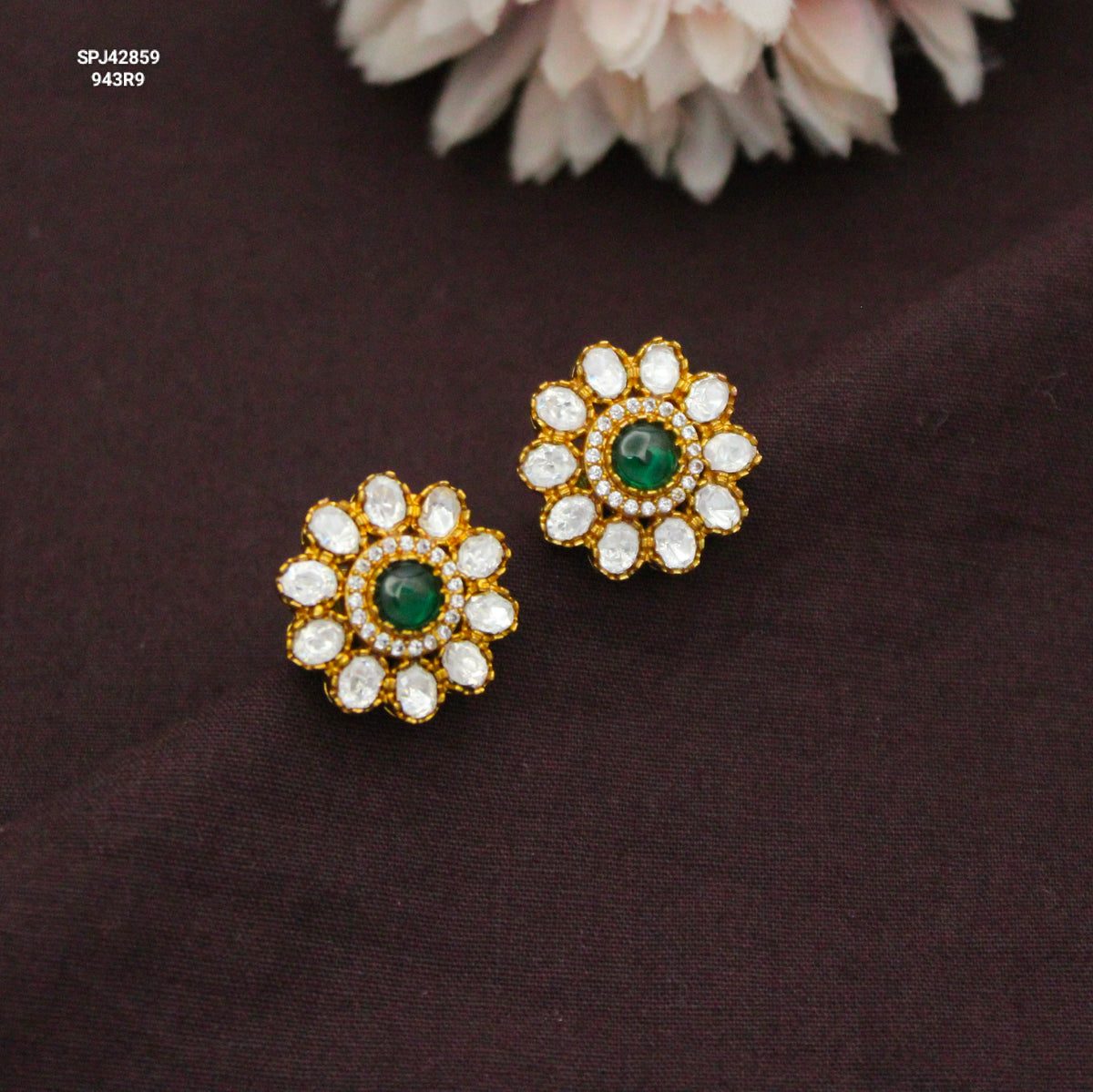Elegant Moissanite Free Floral Studs Screw Back 42859