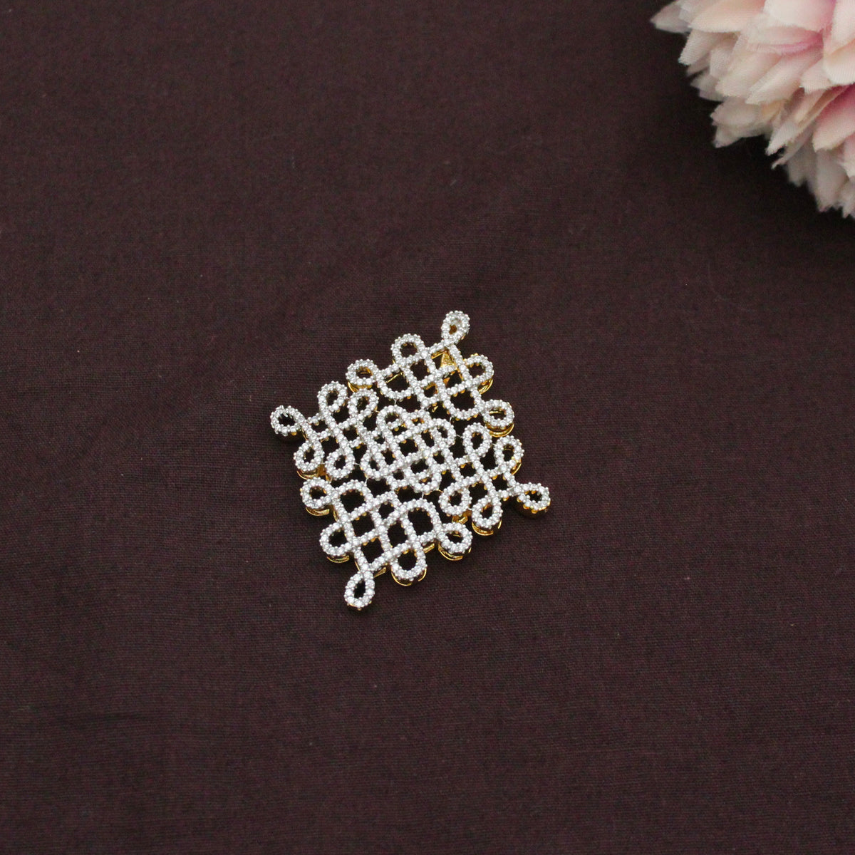 Full White Diamond Look Fancy Pendant Set With Earrings 42877