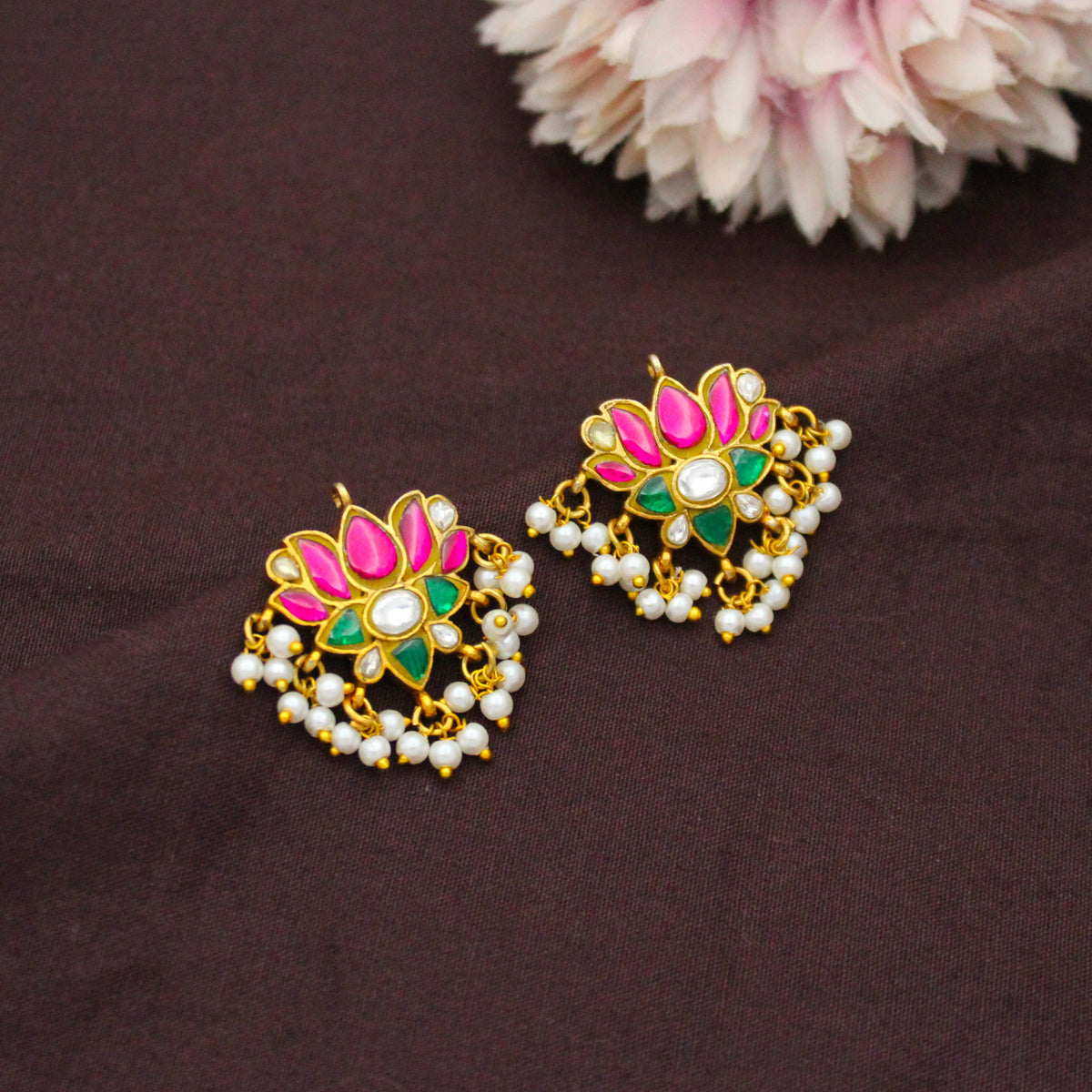 Traditional Jadau Kundan Multi Stone Lotus Bugadi