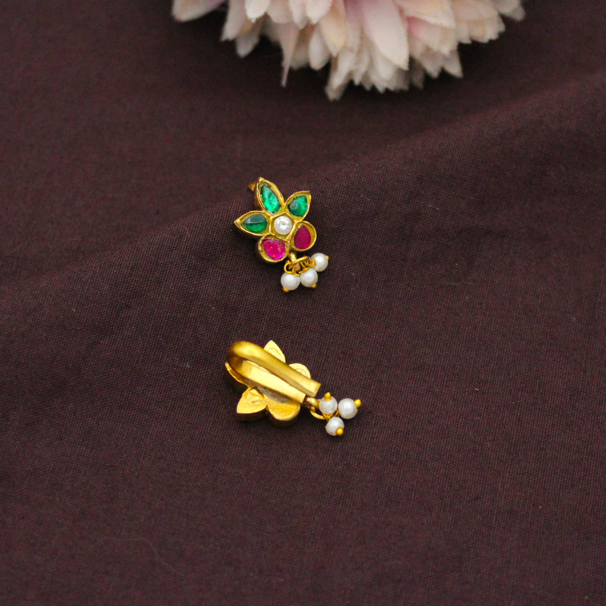 Traditional Small Jadau Kundan Multi Flower Bugadi