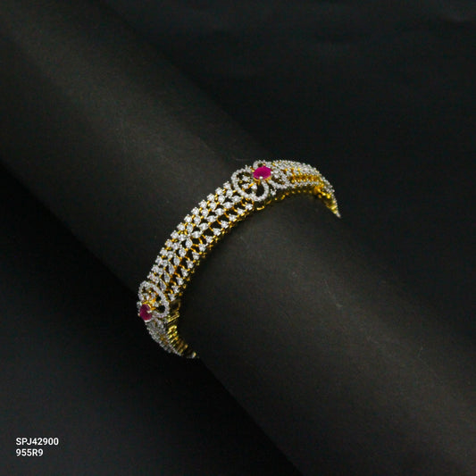 Premium Real Diamond Look Red Stone Openable Kada / Bangle Red 1pc 42900