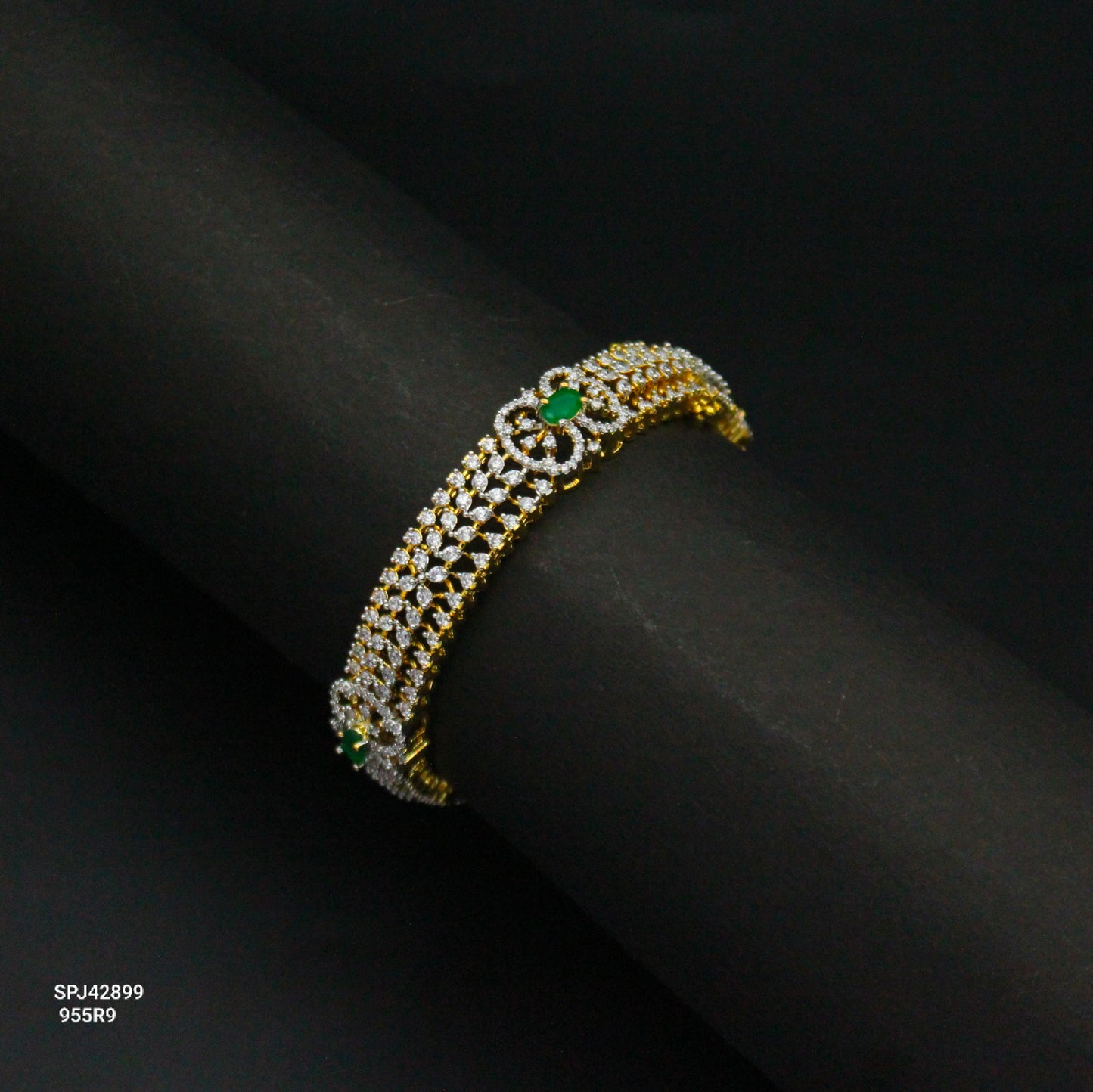 Premium Real Diamond Look Green Openable Kada / Bangle 1 Pc 42899