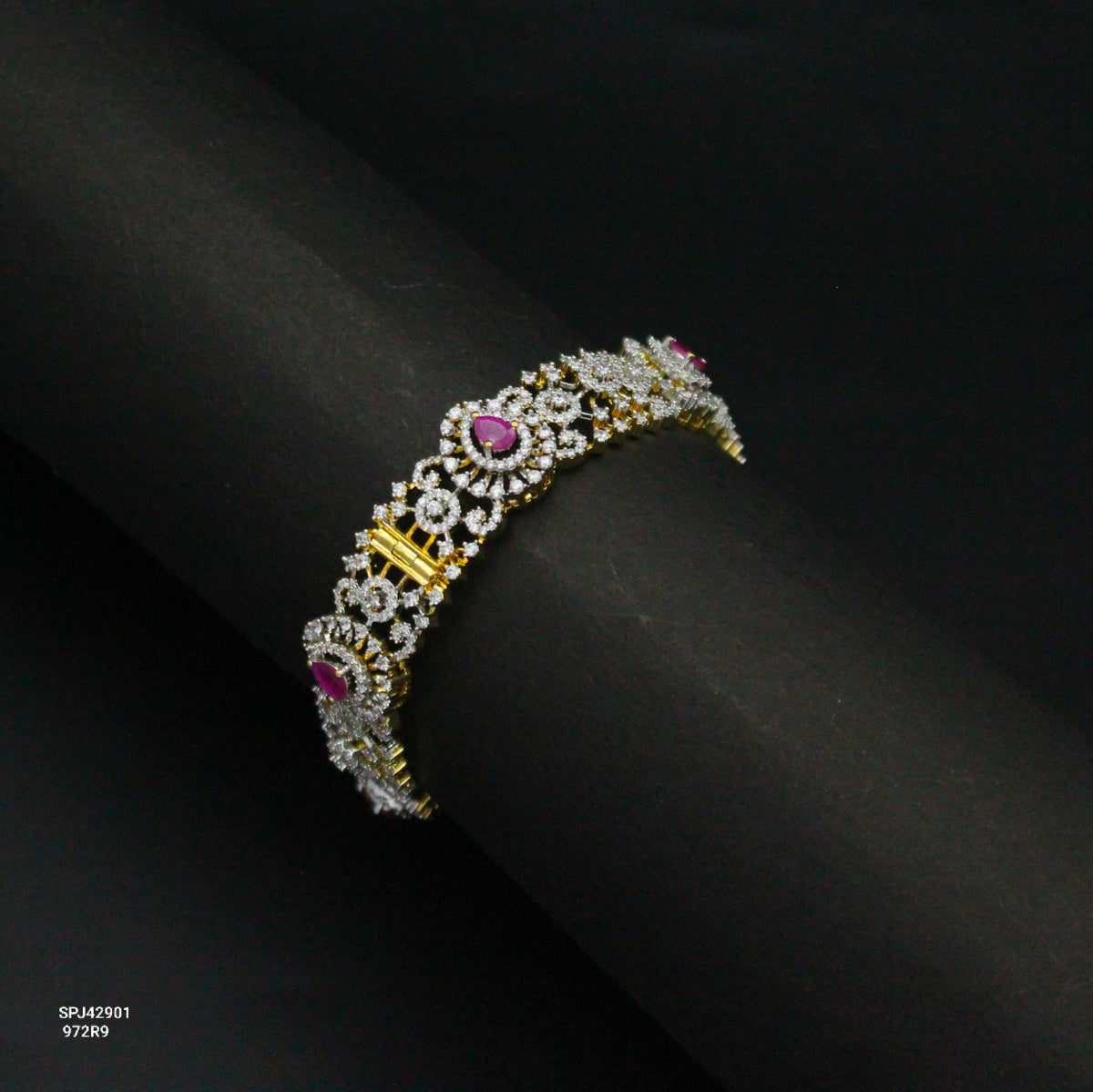 Premium Real Diamond Look Red Openable Kada / Bangle 1 Pc 42901