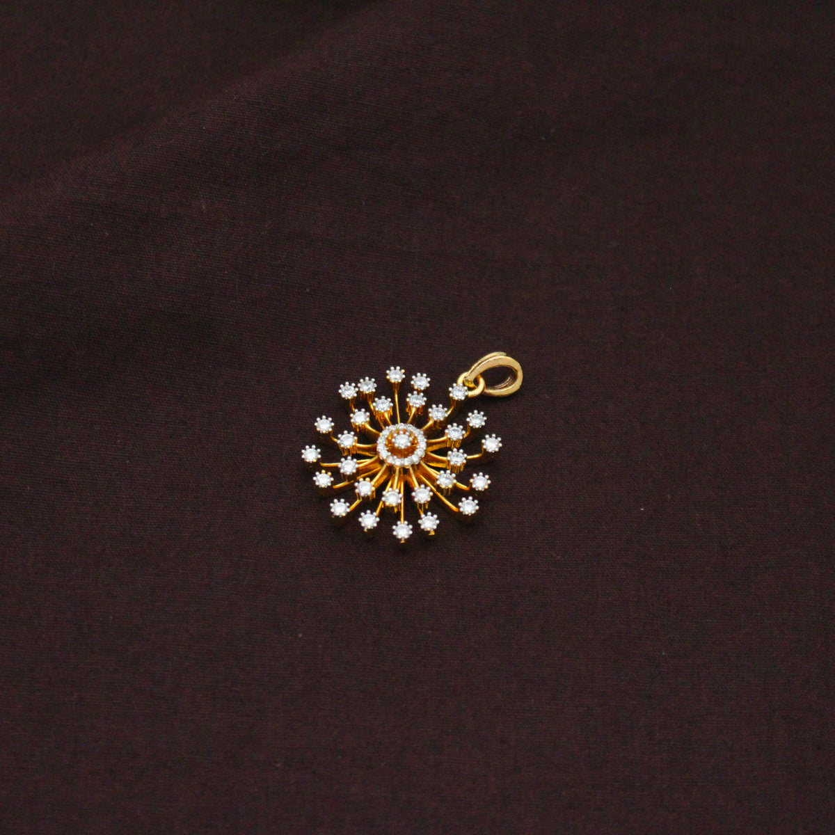 Real Diamond Look Fancy Floral Pendant Set With Push Back Studs 42908