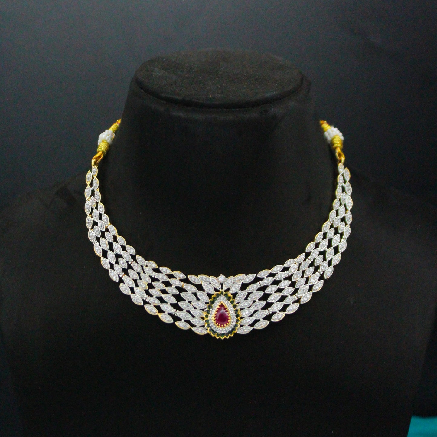 Premium Diamond Look Red Kante Short With Push Back Chandbali Earrings 42922