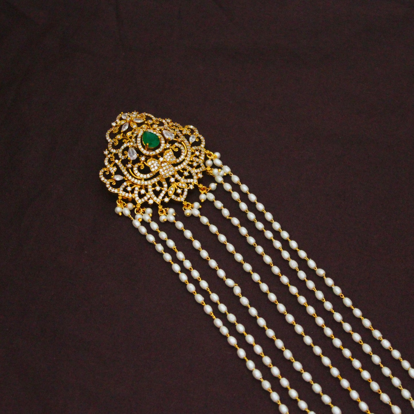 Antique Pearl Peacock Green Jada Billa  42933