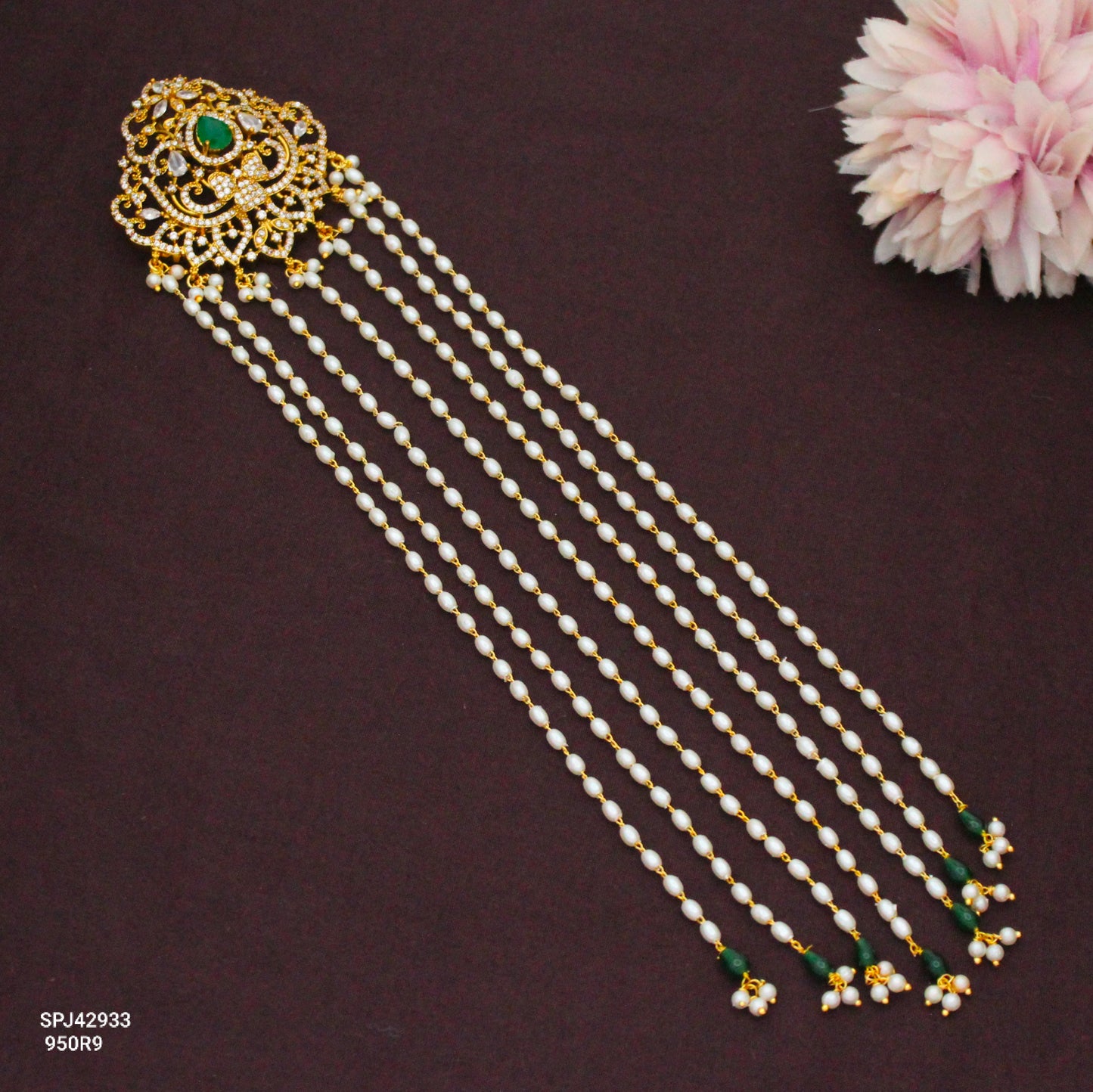 Antique Pearl Peacock Green Jada Billa  42933