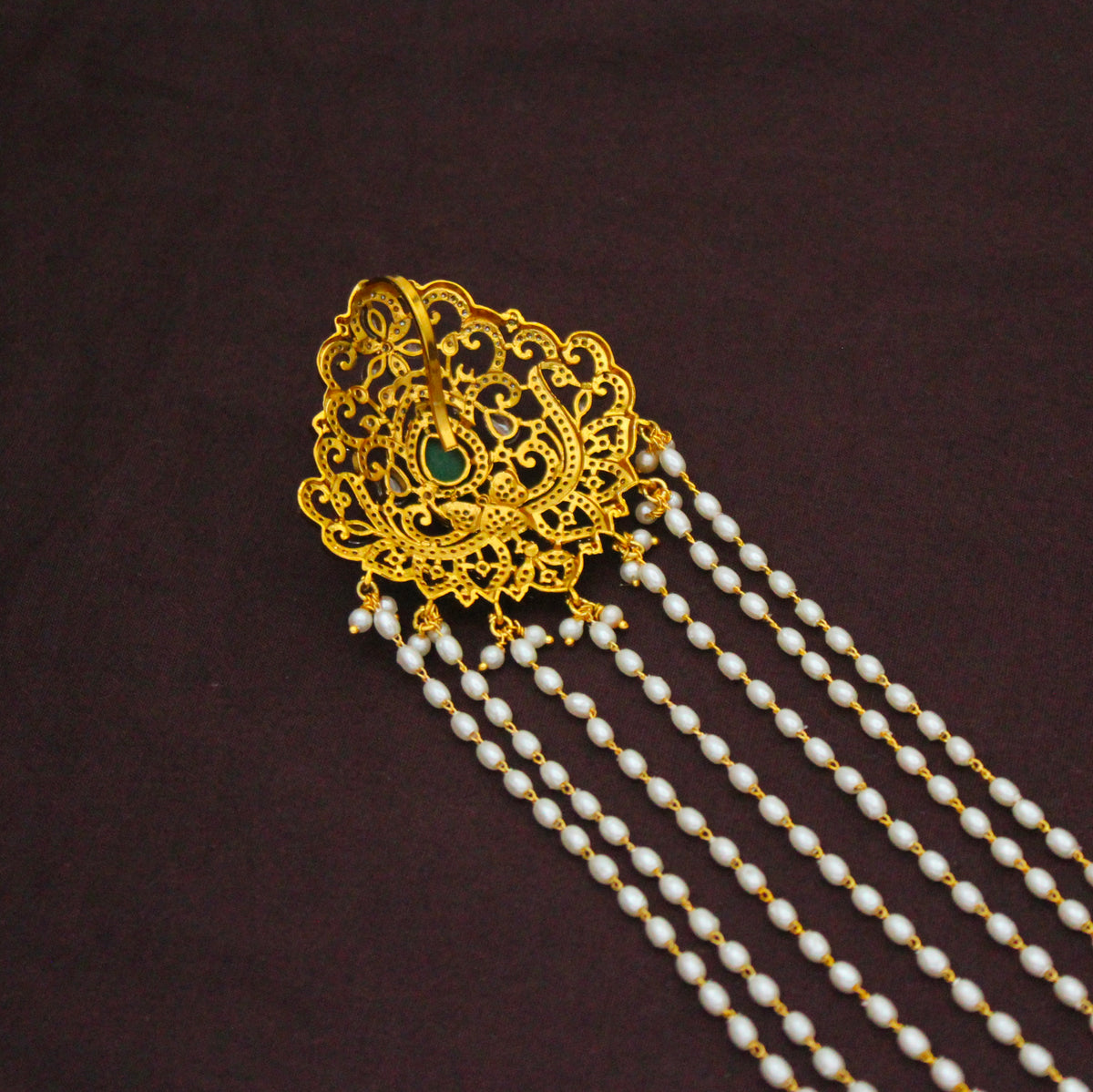 Antique Pearl Peacock Green Jada Billa  42933