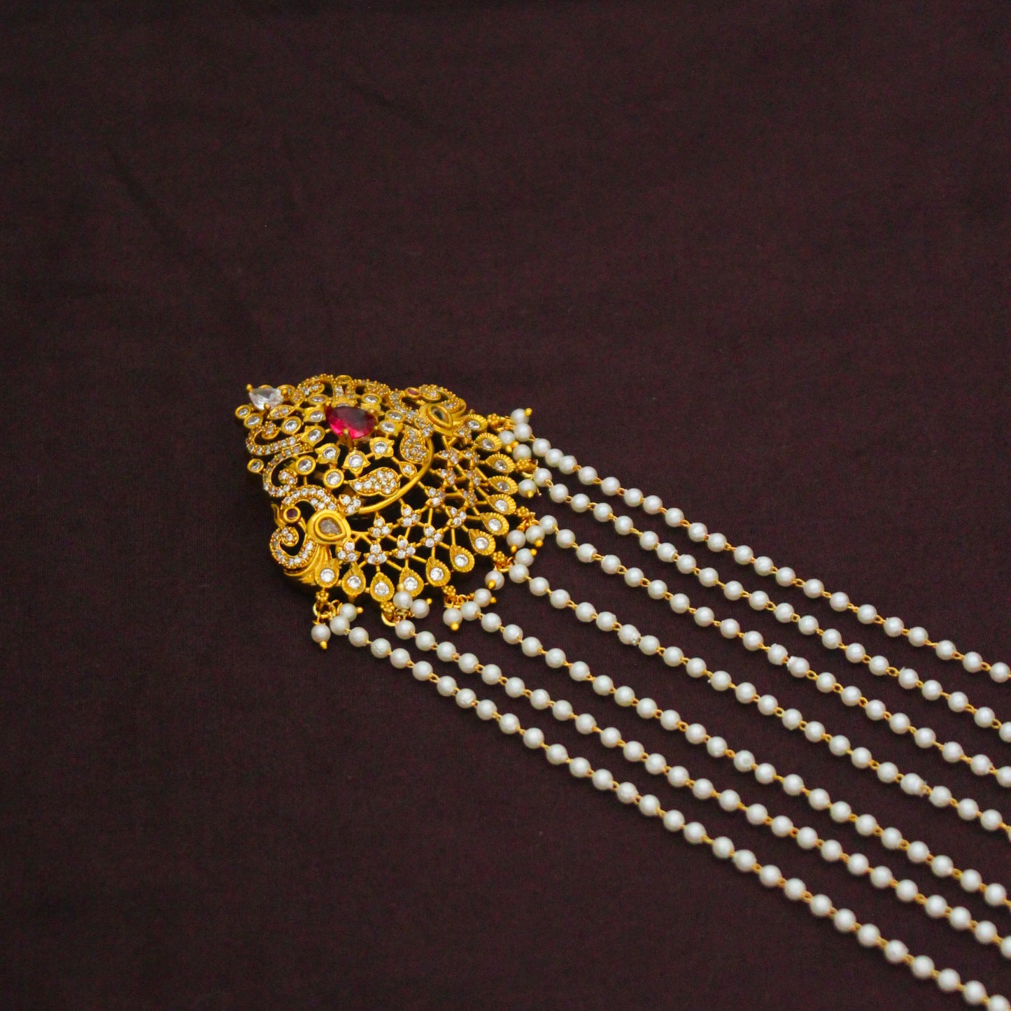 Antique Pearls Peacock Red Jada Billa 42930