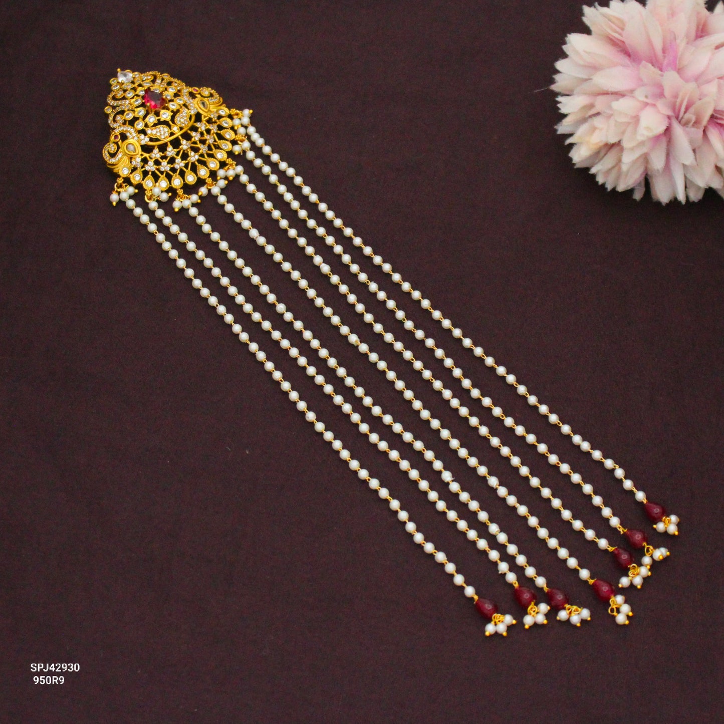 Antique Pearls Peacock Red Jada Billa 42930