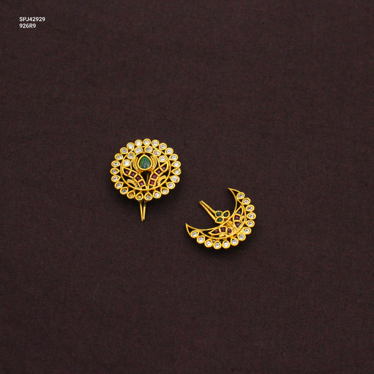 Elegant Multi CZ Stone Suryudu and Chandrudu Bridal Hair Accessories 42929