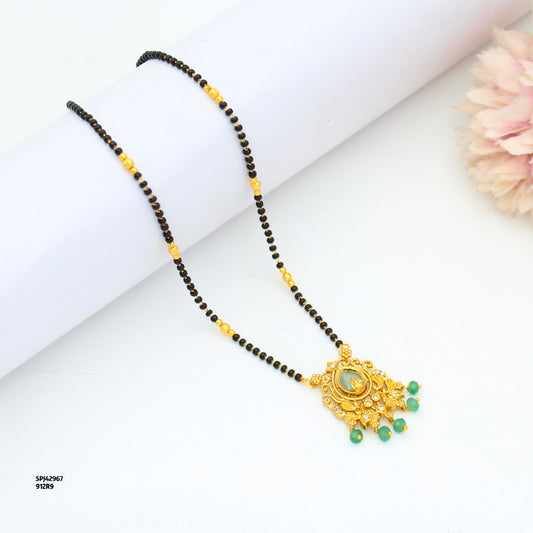 Elegant Drop Stone Peacock Black Beads Mint Green 42967