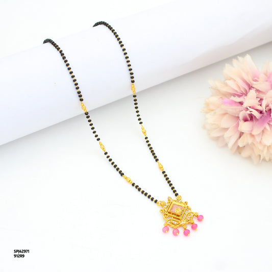 Elegant Mint Pink Fancy Black Beads With Pink Onex Beads 42971
