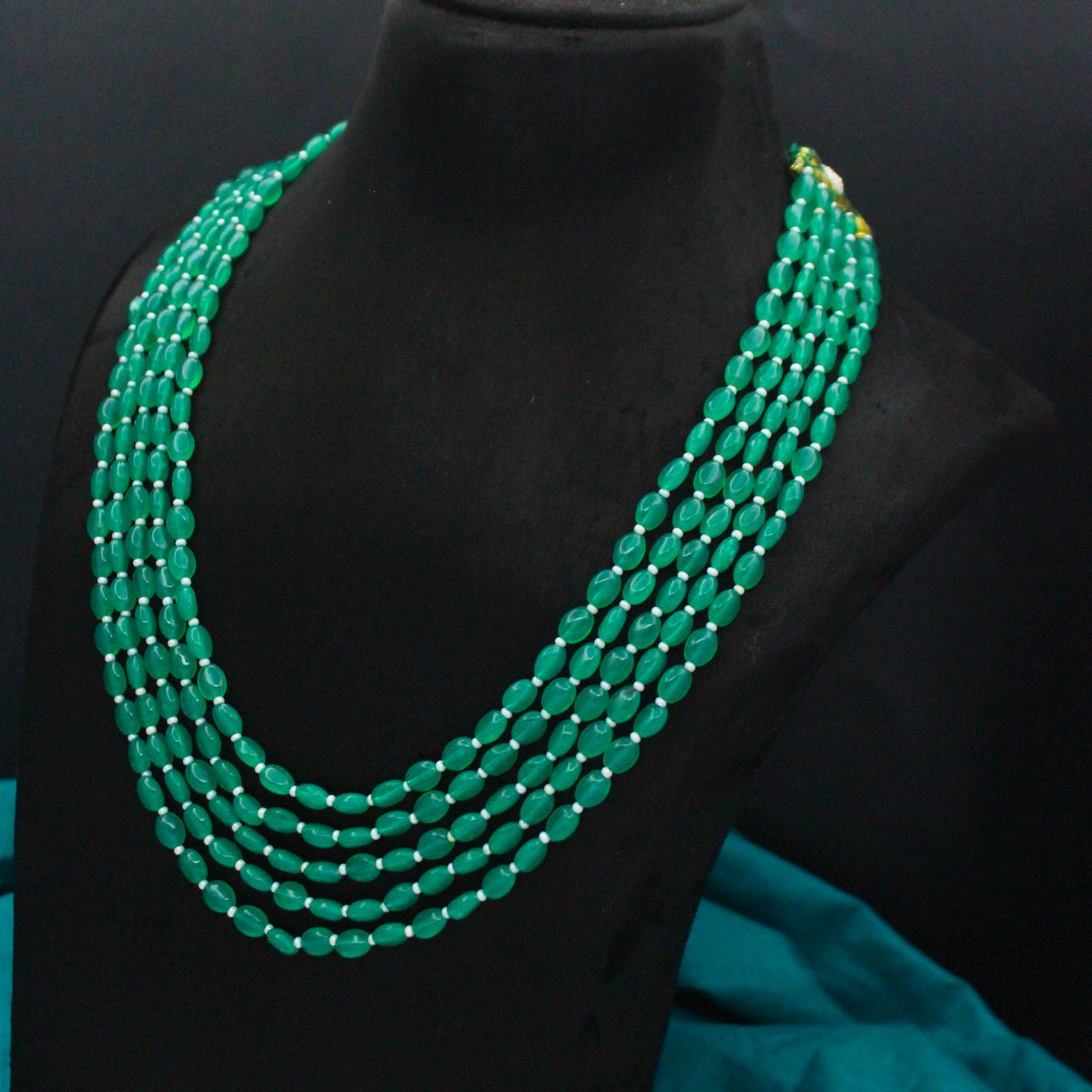 5 Lines Green Monalisa Beads Mala 43025