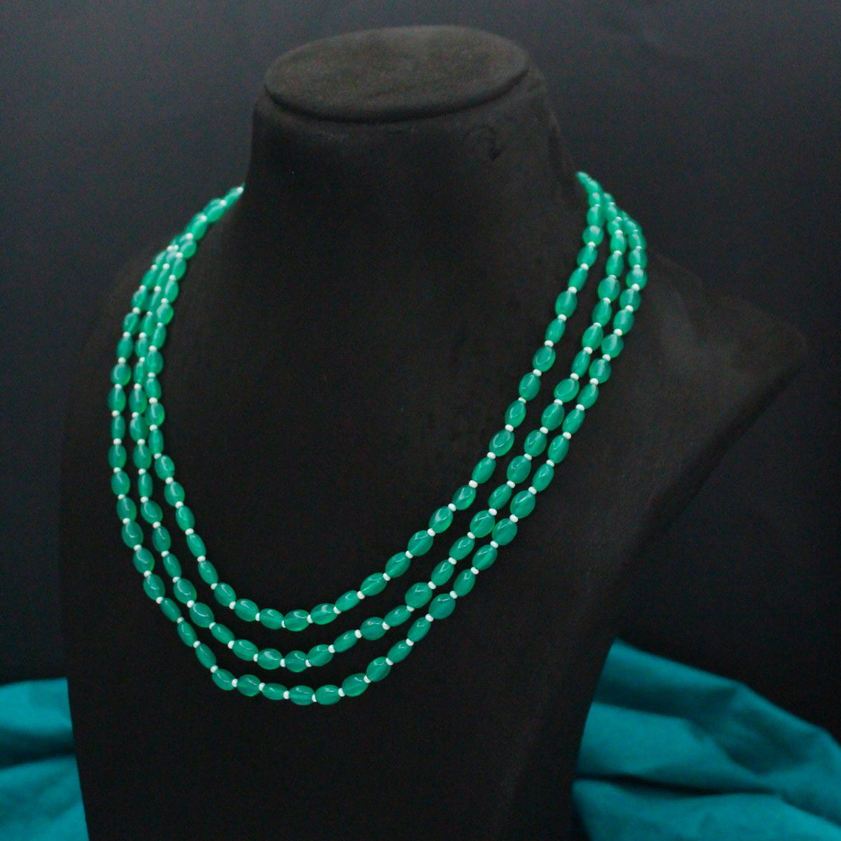 3 Lines Green Monalisa Beads Mala 43026