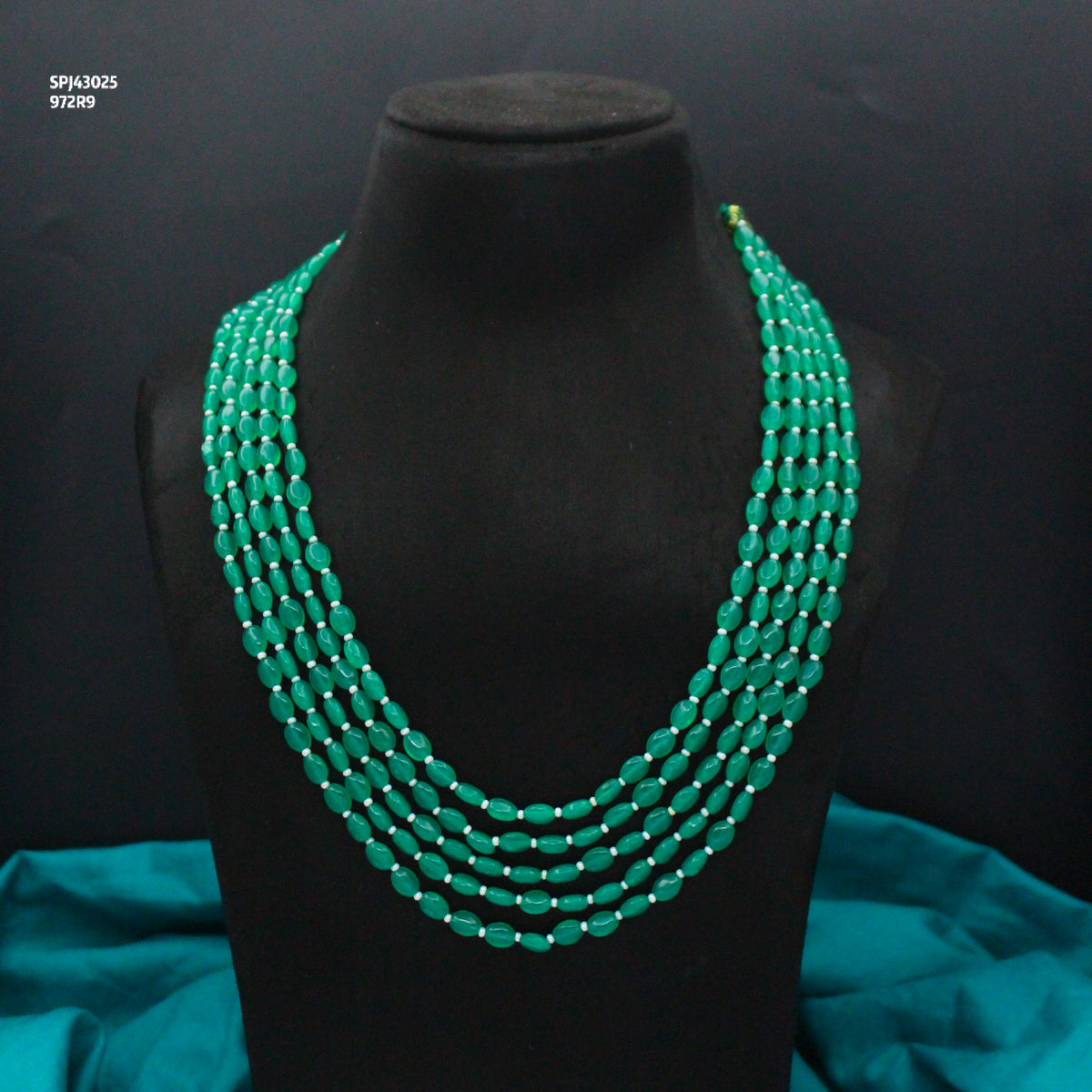 5 Lines Green Monalisa Beads Mala 43025