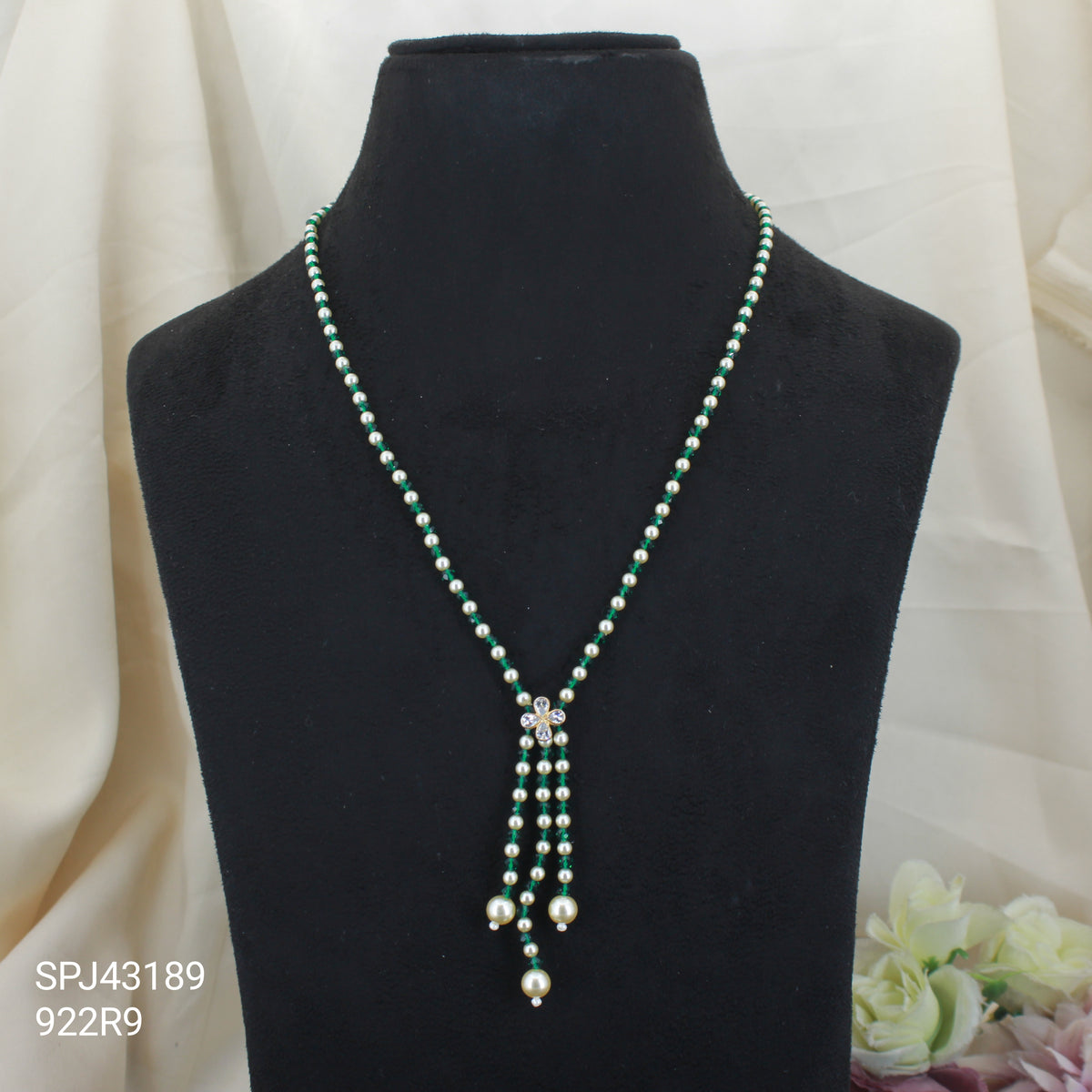 43189 Single line crystal beads Mala