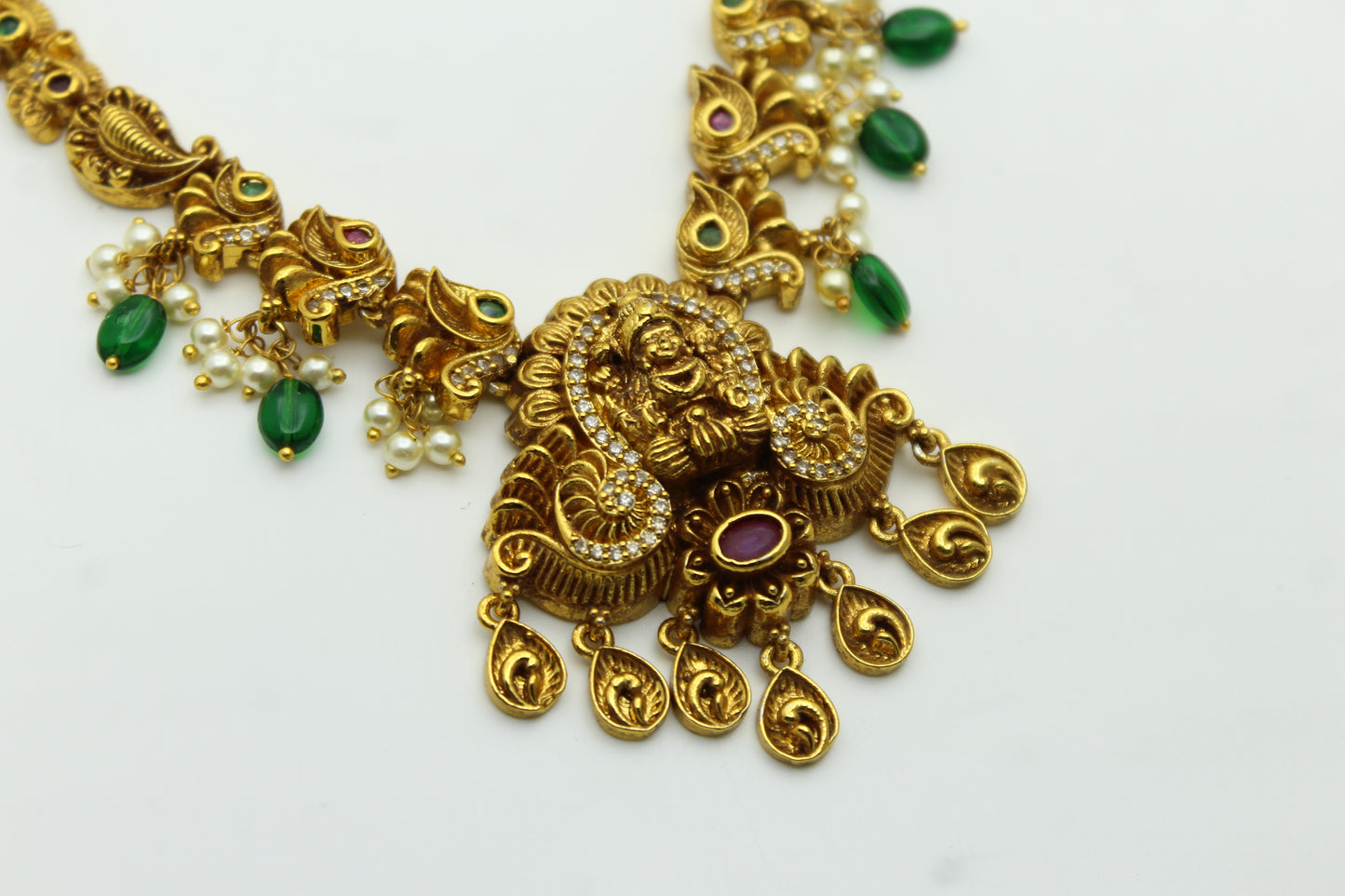 41979 Nakshi laxmi gold drop with push back earrings
