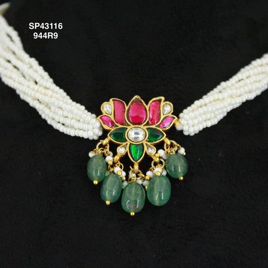 Premium Jadau Kundan Lotus Multi purpose chocker 43116