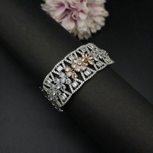 Platinum champagne-colored stone bracelet