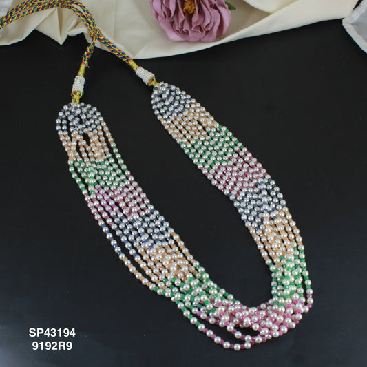 Multi Colour Sugar beads and White Pearls Mala 43195