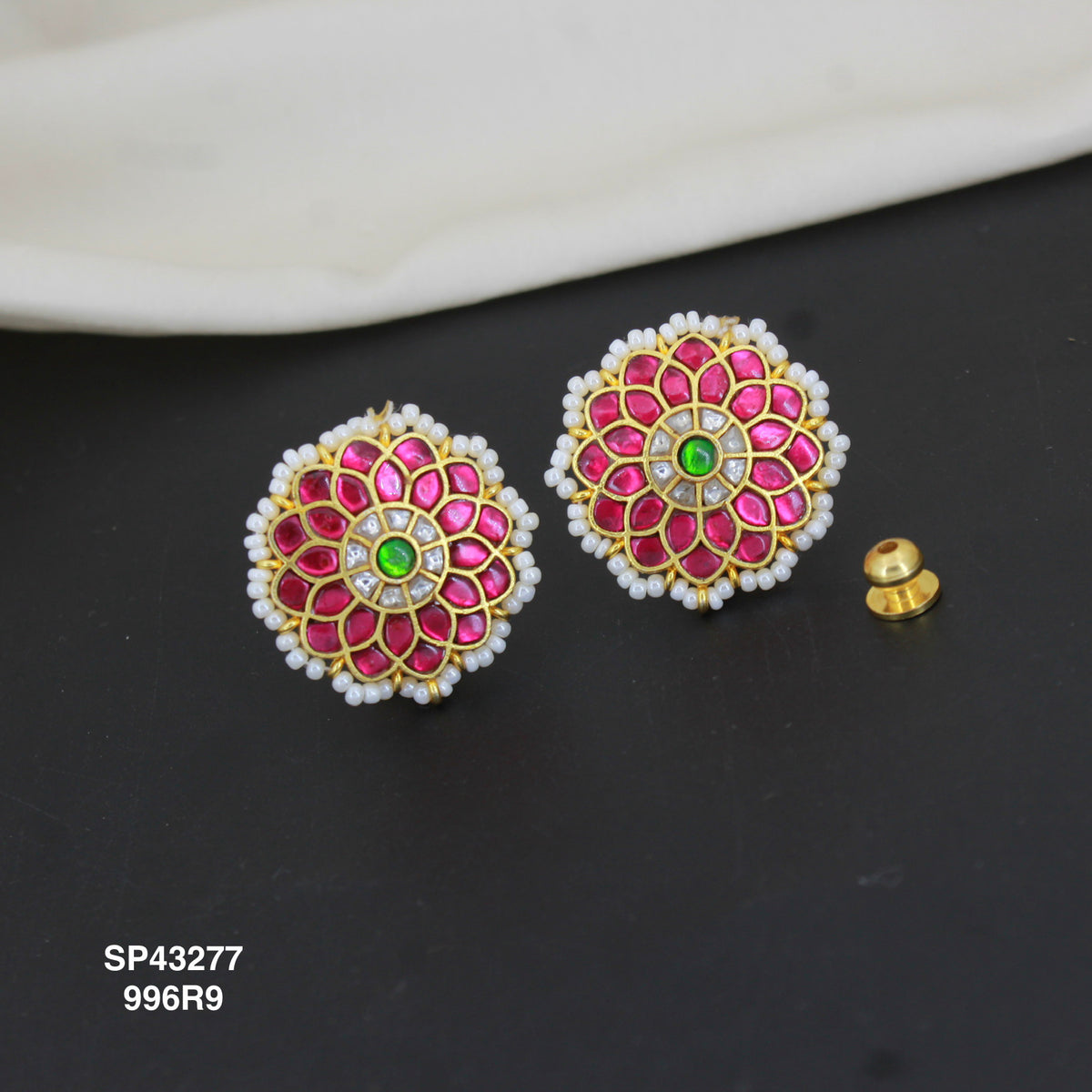 Jadau Kundan Floral Studs with ScrewBack And Support 43277