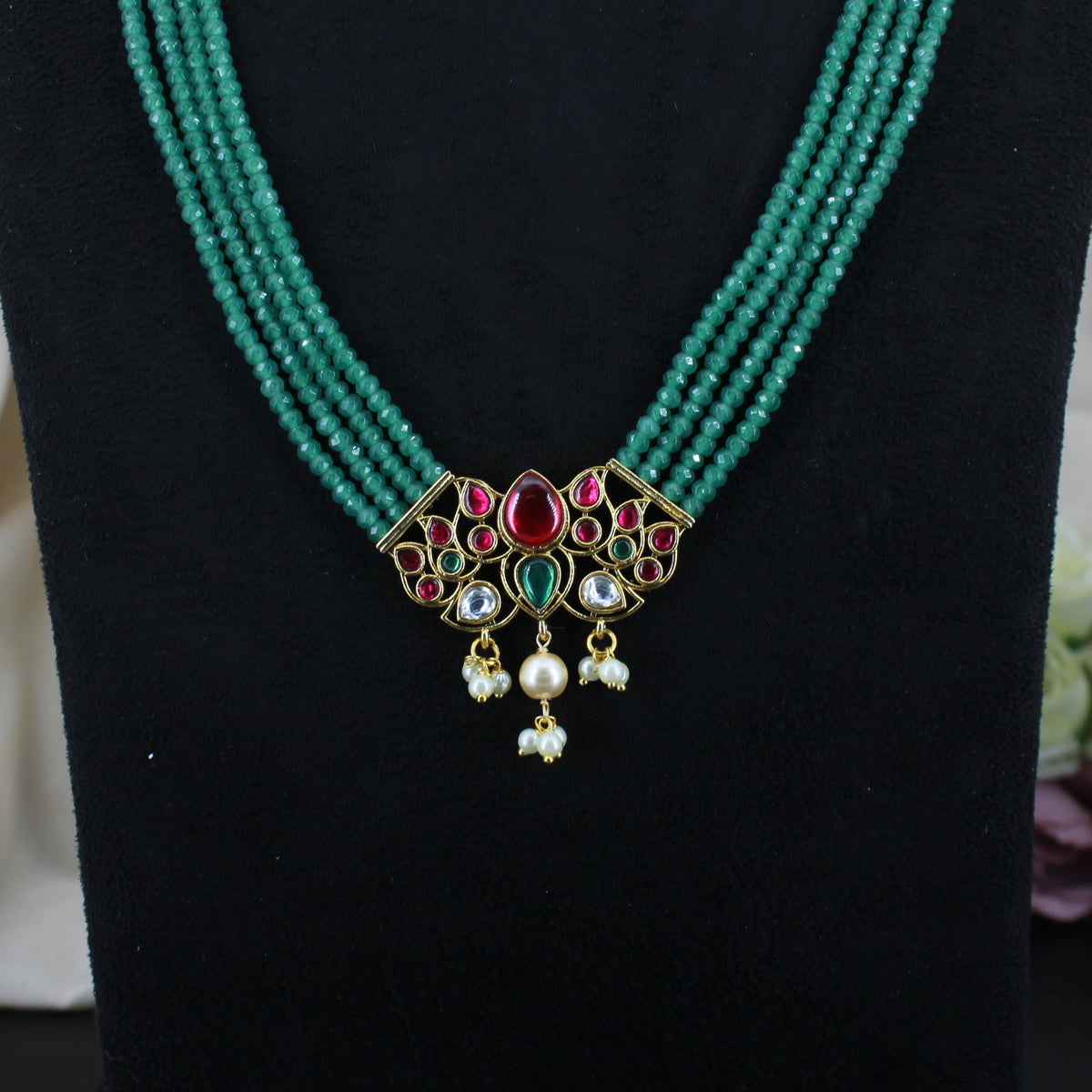 43202 jadau Kundan simple Rani haar with push back Earrings