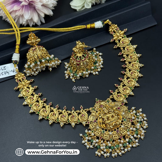 40297 Nakshi Short necklace with Big Jhumkas