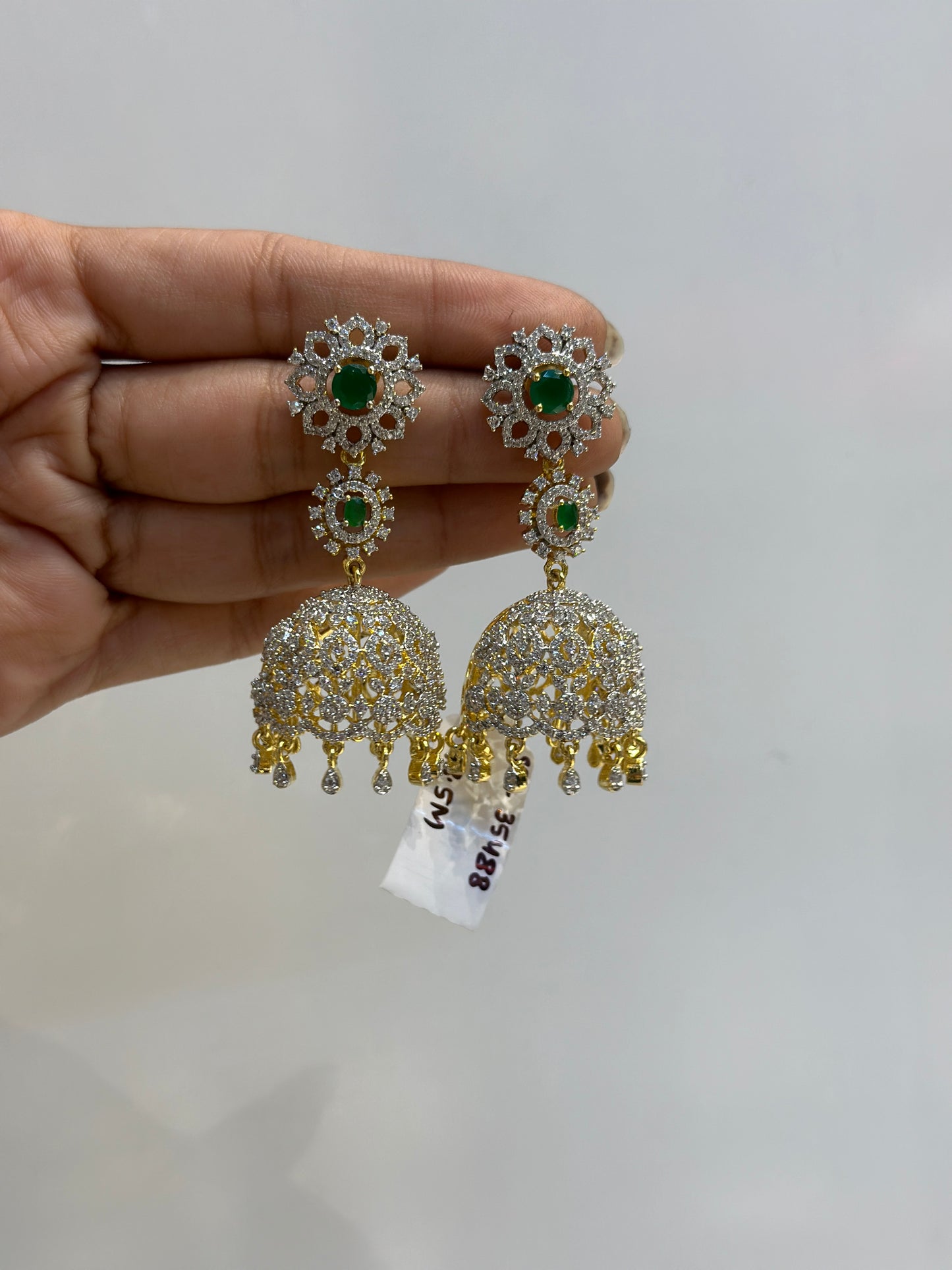 35487 Diamond screwback jhumki