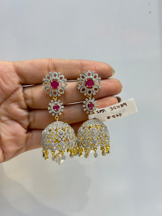 35489 Diamond screwback jhumki