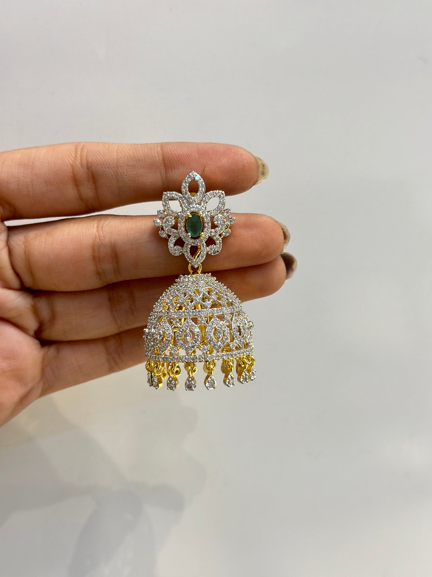 35460 3 in 1 Diamond screwback jhumki