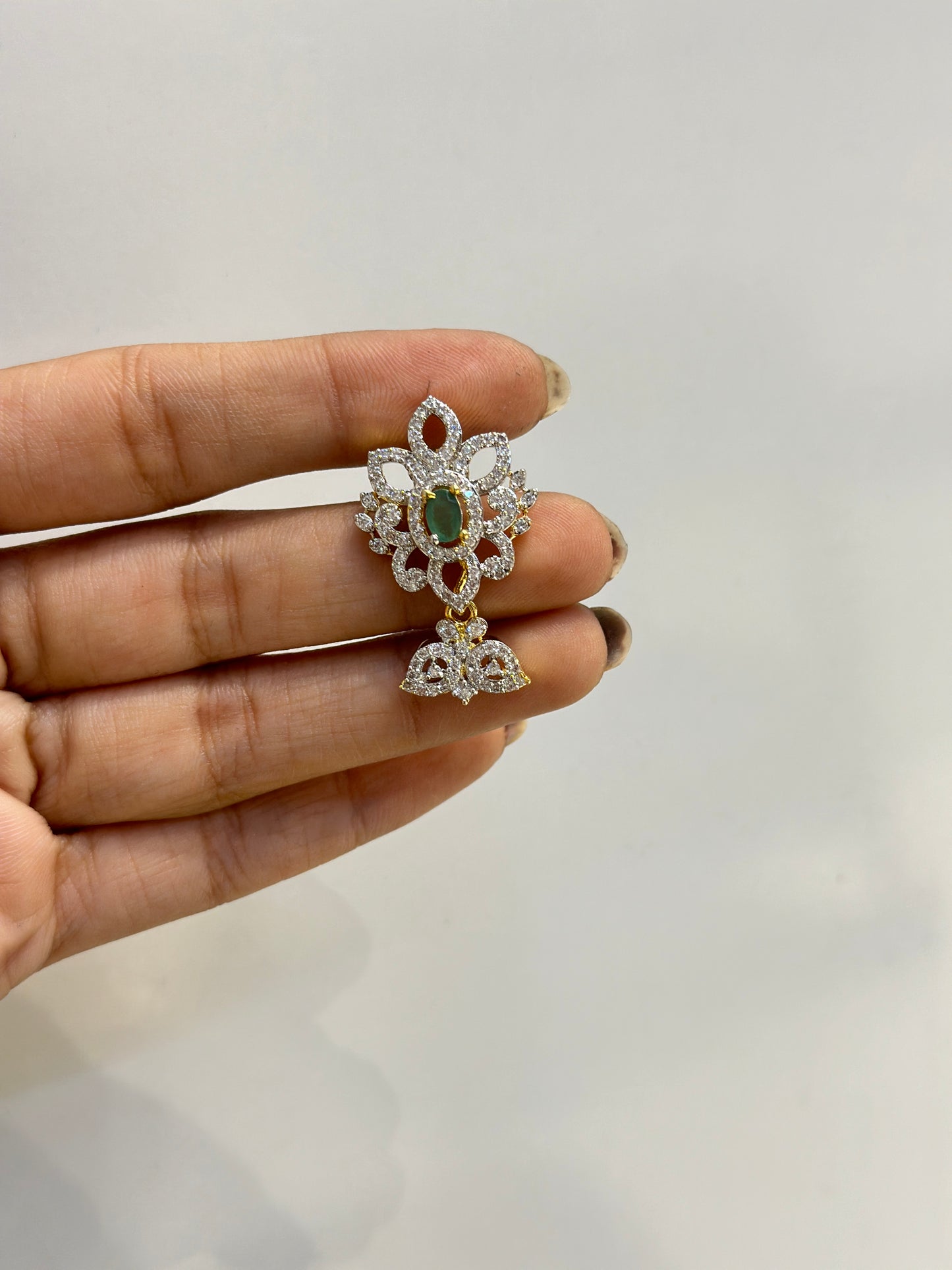 35460 3 in 1 Diamond screwback jhumki