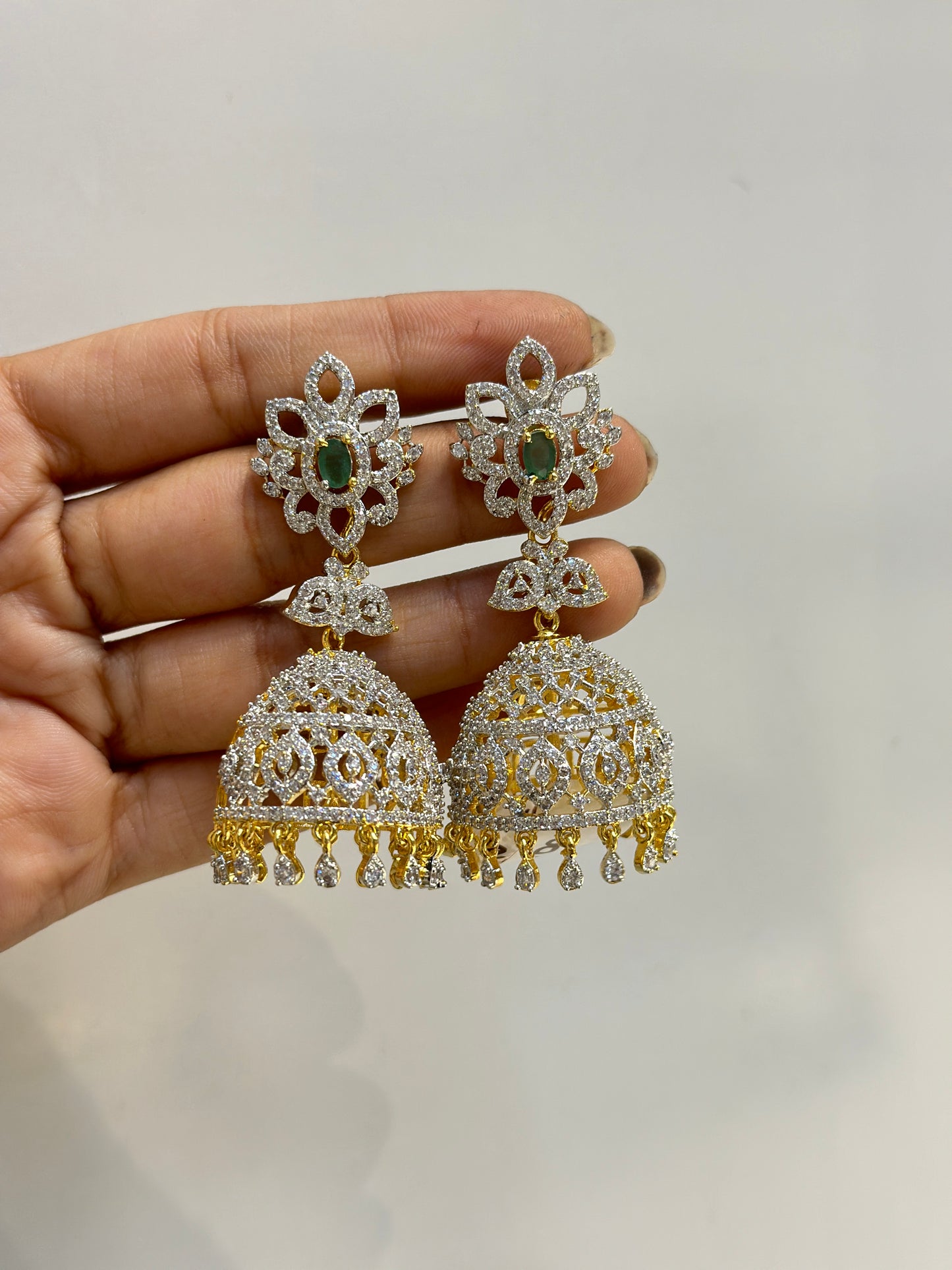 35460 3 in 1 Diamond screwback jhumki