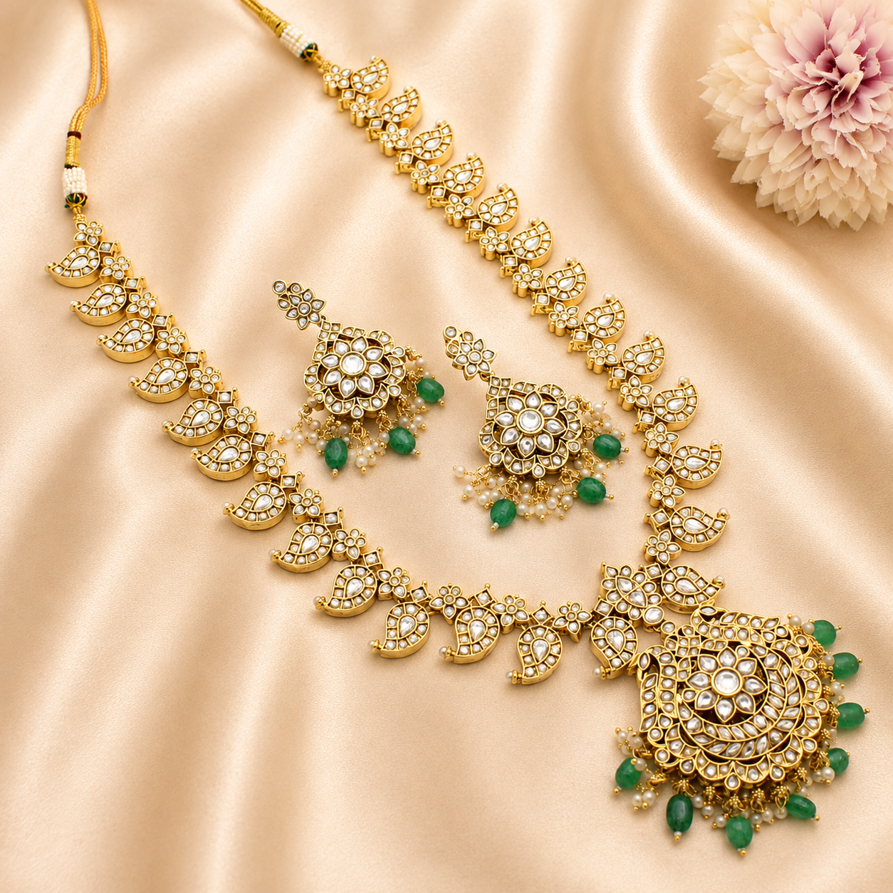 Jadau Mango 2 In 1 Long Necklace Set