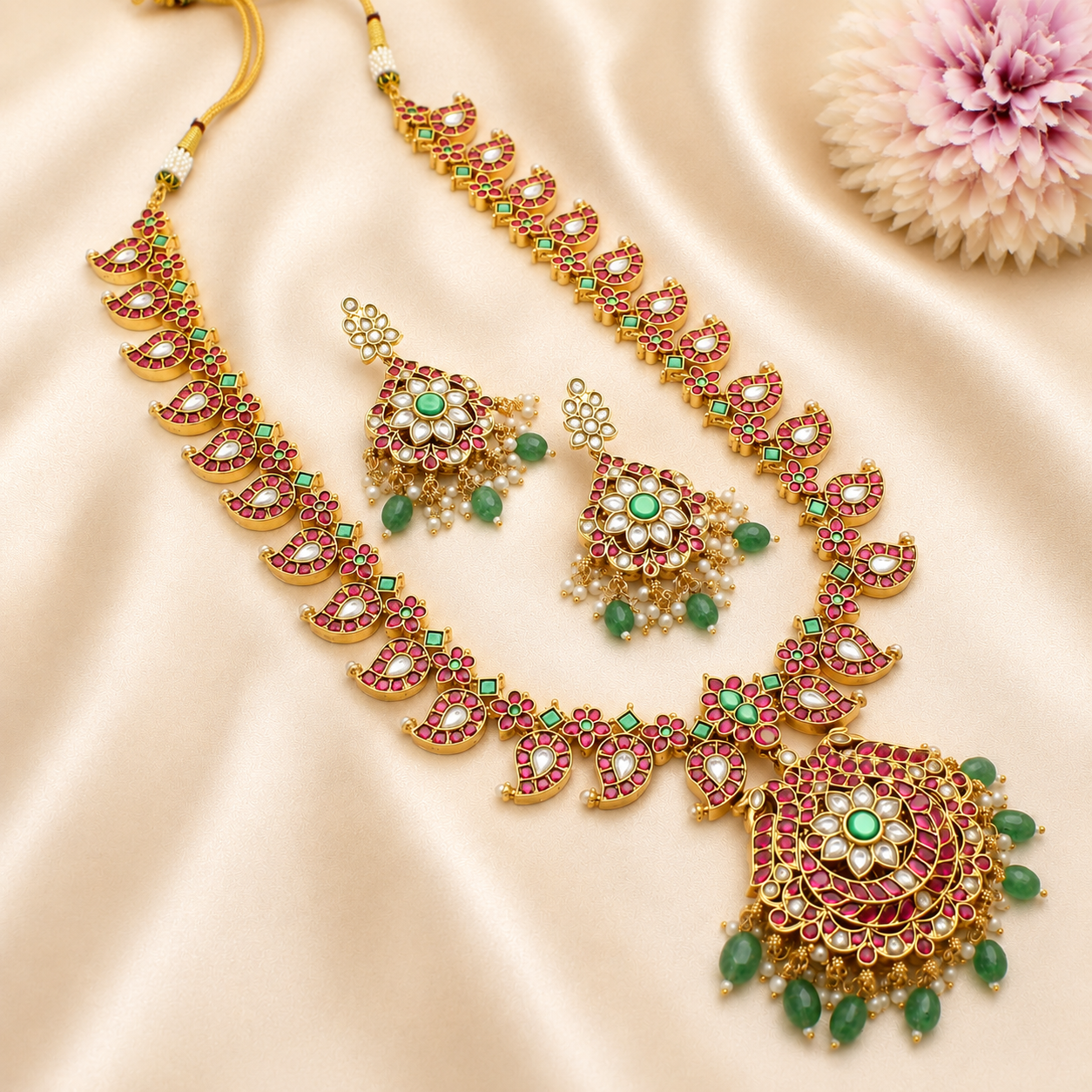 Jadau Mango 2 In 1 Long Necklace Set
