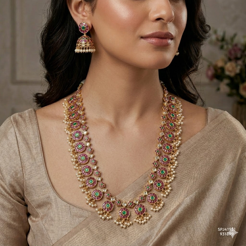 41931 Jadau Bottumala Long Necklace Set