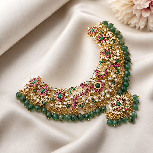 41864 Jadau Necklace Peacock