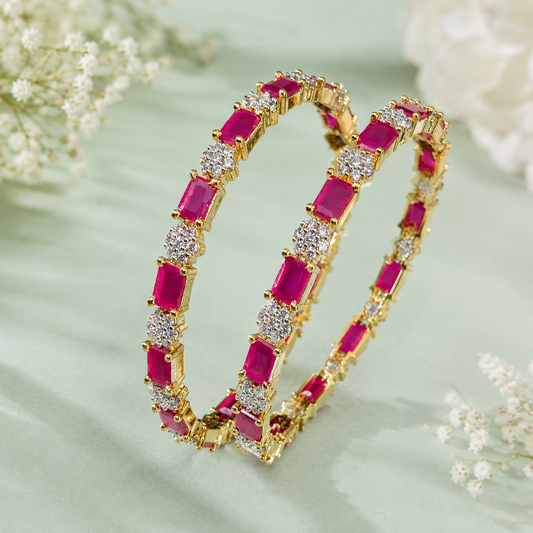 39312 Diamond real look GJ Ruby 2pcs bangle