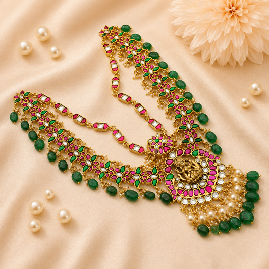 41891 Jadau laxmi 2 layer 3/4 th necklace