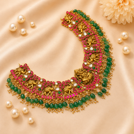 41893 Jadau Ganesh short necklace