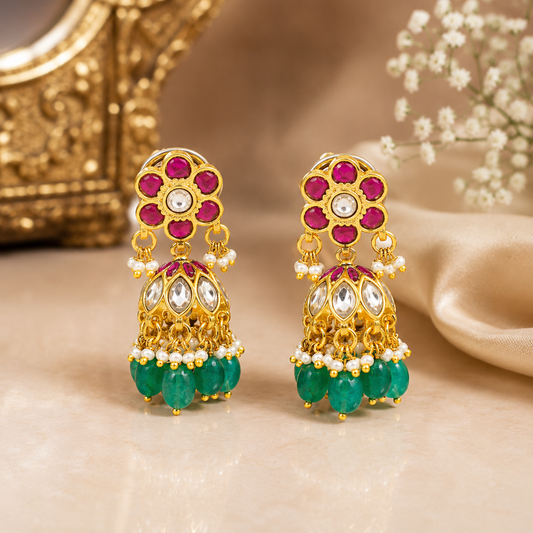 42596 Jadau Floral Small Jhumki