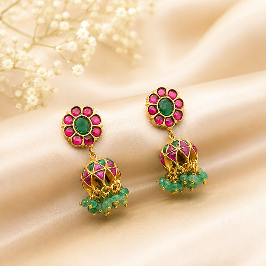38128 Jadau Flower Small Jhumki