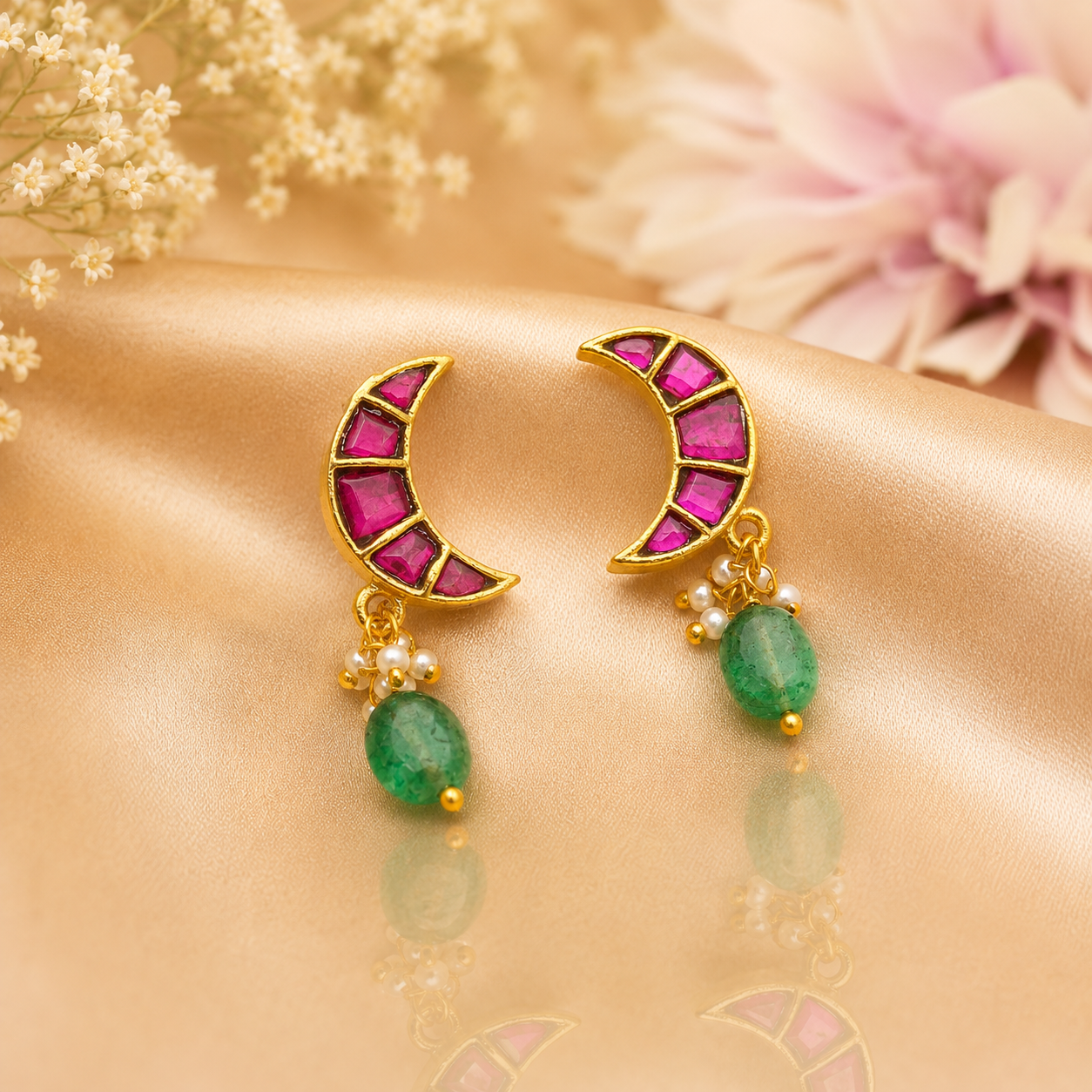 41812 Handmade Jadau Kundan gold replica screwback studs
