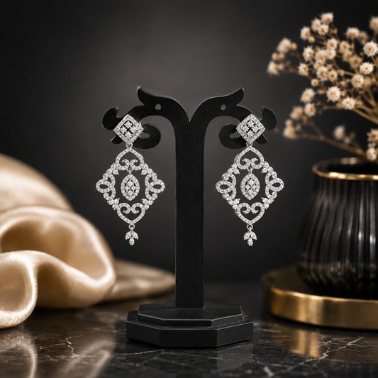 35077 Platinum Full White Earrings
