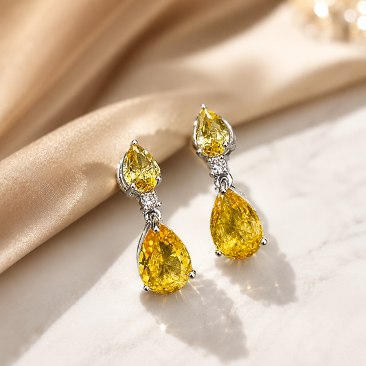 39071 Fancy yellow stone earrings